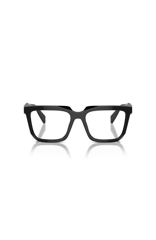 Prada 52mm Rectangle Optical Glasses In Black