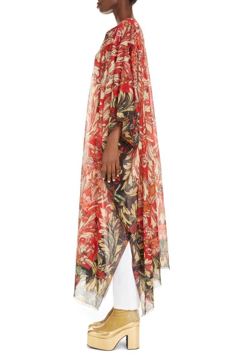 Cartland Floral Cotton Caftan, Alternate, color, RED