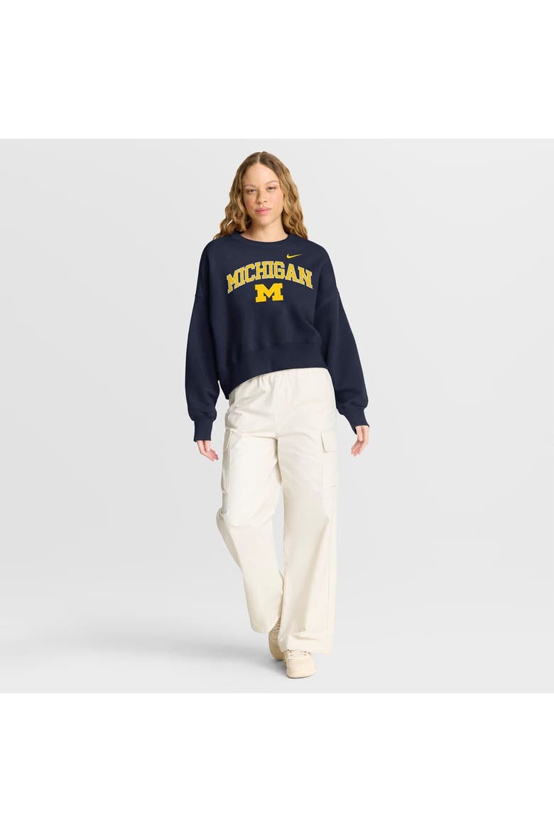 Women's Nike Navy Michigan Wolverines Oversized Phoenix Arch Pullover Sweatshirt, Alternate, color, Navy