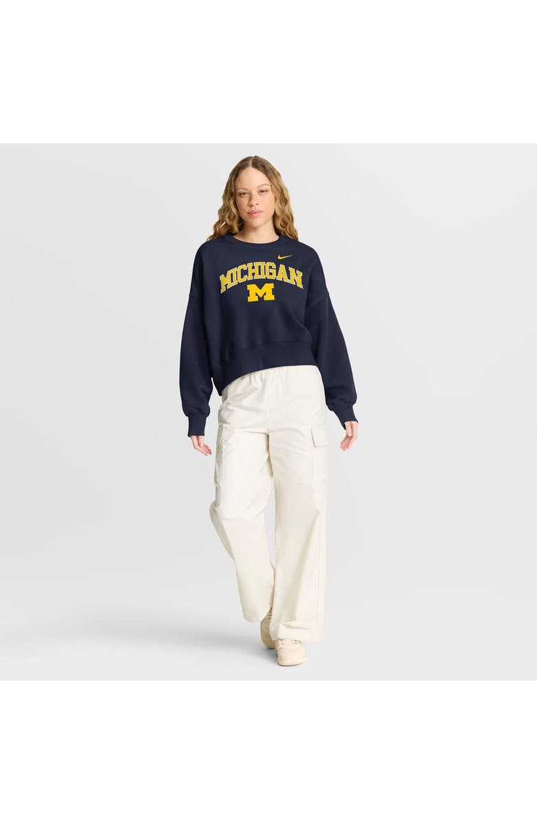 Nike Women's Nike Navy Michigan Wolverines Oversized Phoenix Arch Pullover Sweatshirt, Alternate, color, Navy