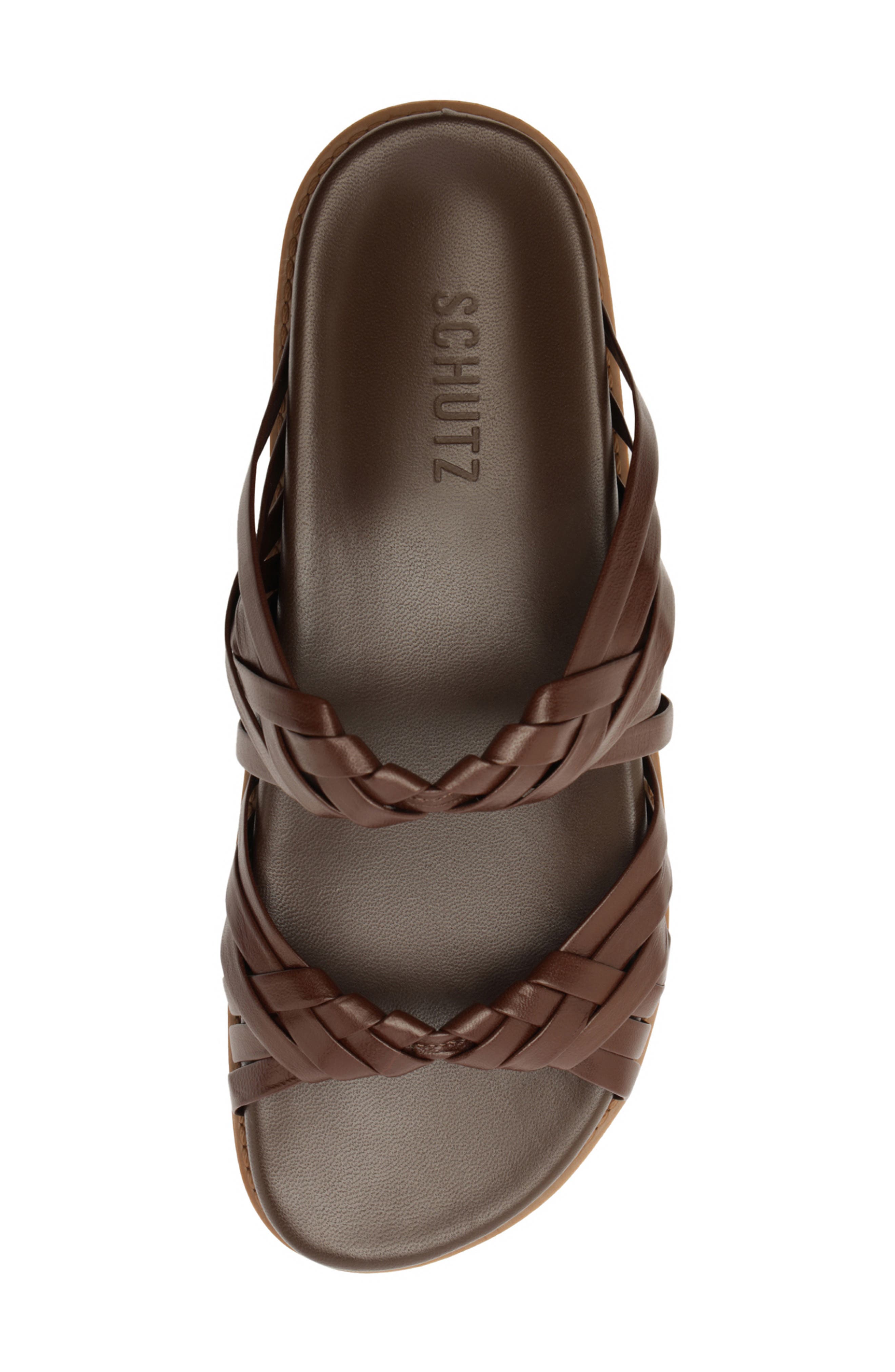 Schutz Tara Sporty Braided Sandal, Alternate, color, Chestnut Brown