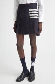 Thom Browne Drop Back Pleated Wool Miniskirt
