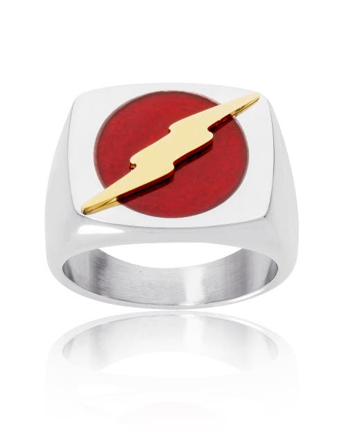 Dc Comics Stainless Steel Justice League Superhero Logo Ring Jewelry, The Flash In Brown