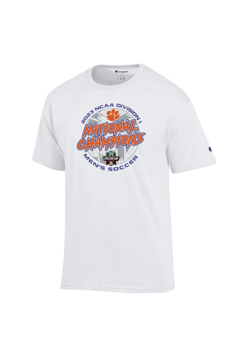 Unisex Champion  White Clemson Tigers 2023 NCAA Men's Soccer National Champions Locker Room T-Shirt, Alternate, color, White