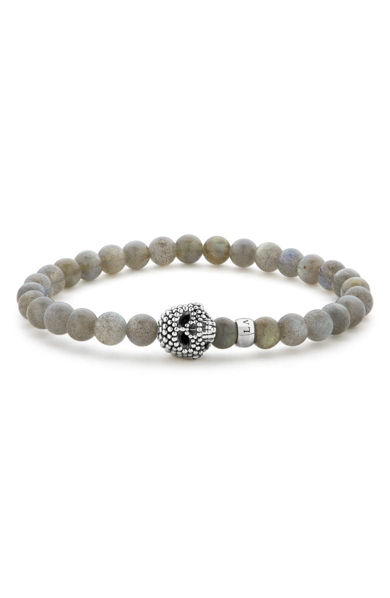 LAGOS Signature Caviar Skull Stone Stretch Bracelet, Alternate, color, 