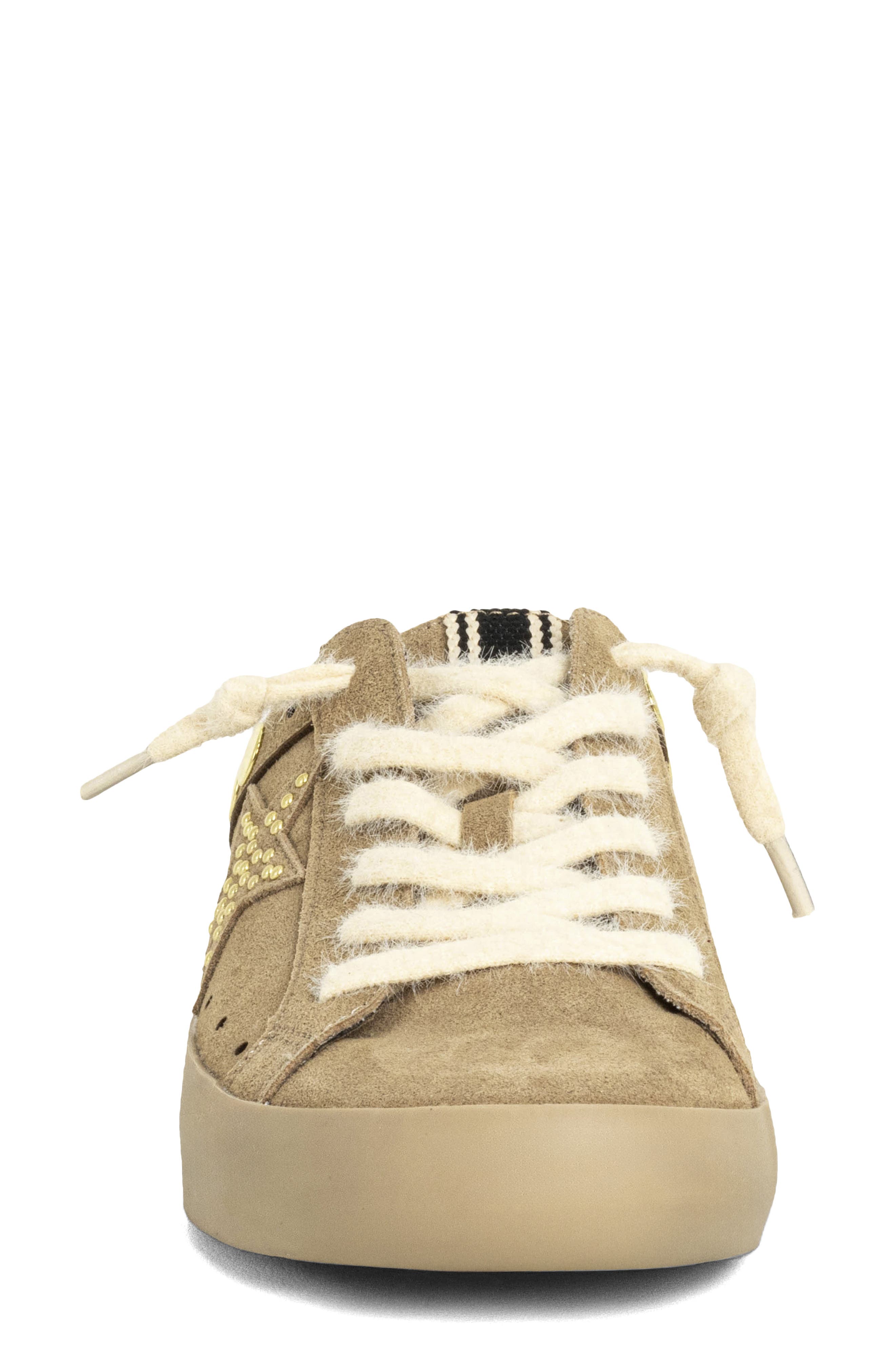 Pia Studded Sneaker Mule, Alternate, color, CAMEL SUEDE