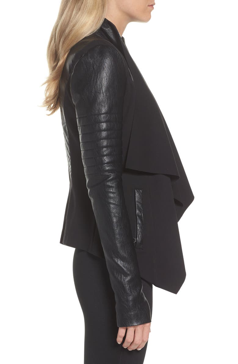 Blanc Noir Drape Front Jacket, Alternate, color,