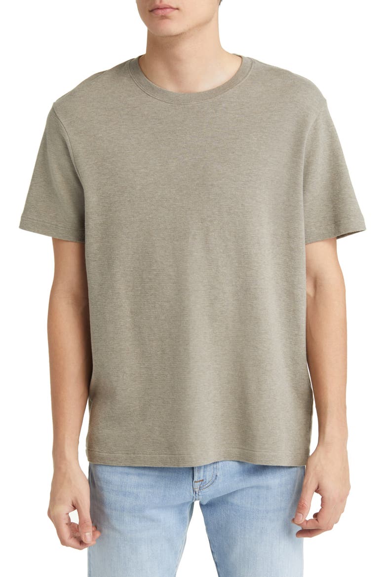 Duo Fold Cotton T-Shirt, Main, color, HEATHER DARK BEIGE