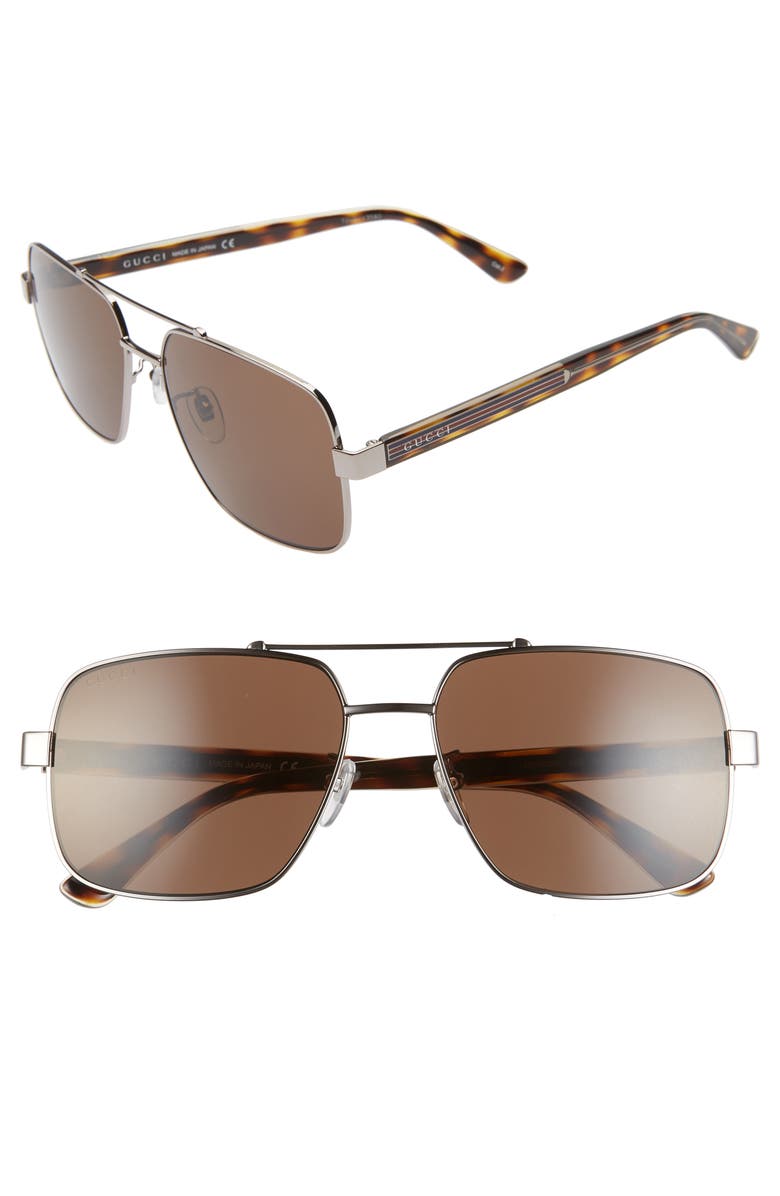 Gucci 60mm Navigator Sunglasses, Main, color,