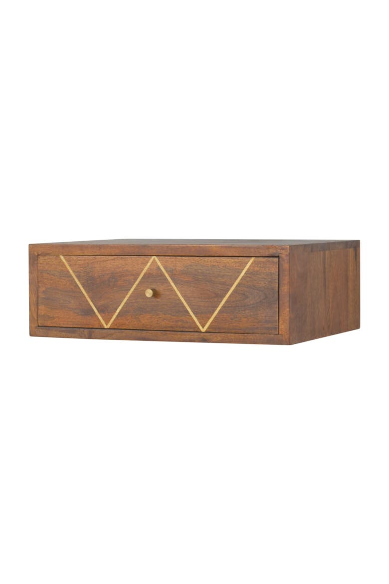 Solid Wood Floating Brass Bedside, Alternate, color, Chestnut