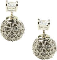 EYE CANDY LOS ANGELES Altair Rhodium Plated Square CZ Front & Back Stud Earrings