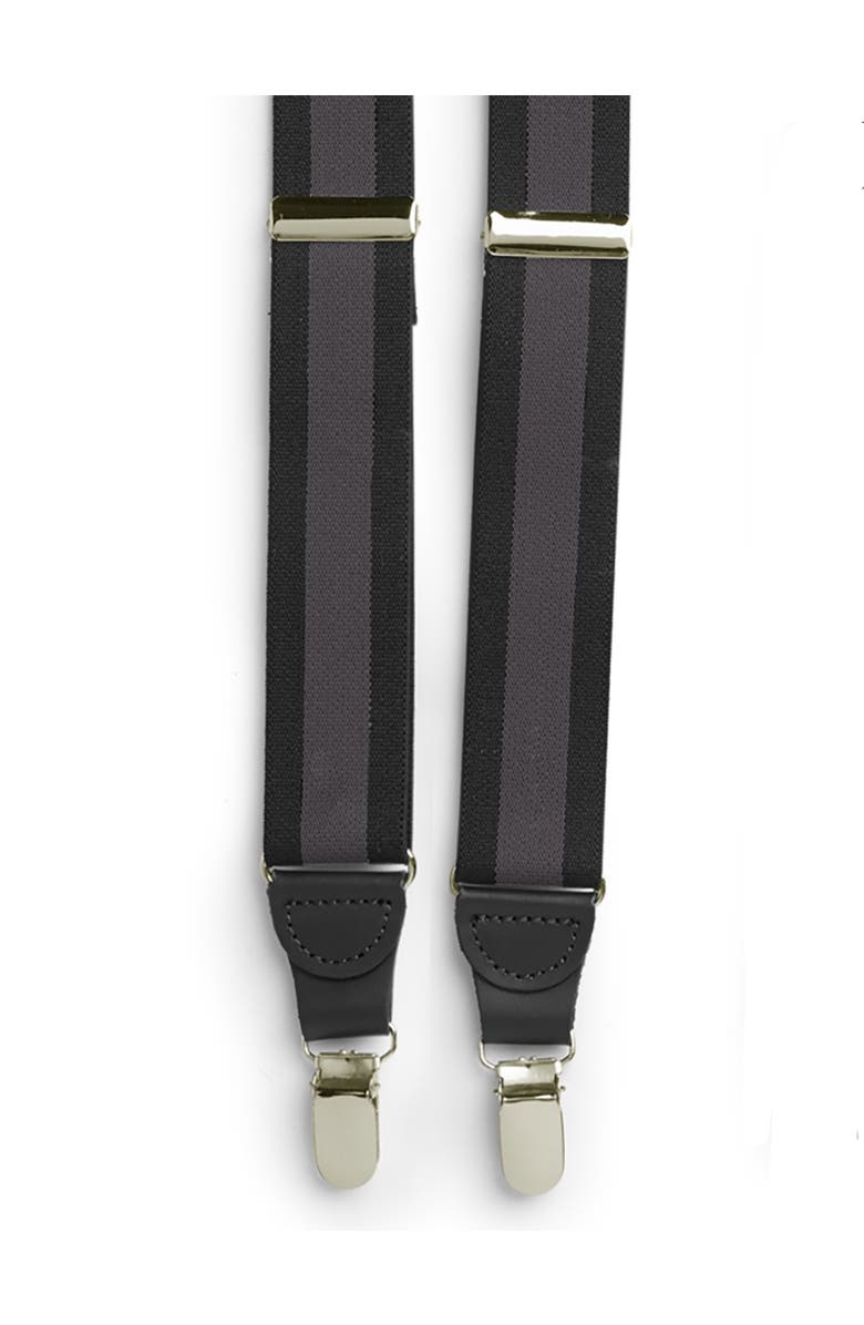 Harbor Bay by DXL Big & Tall Stripe Y-Back Suspenders Boxed Set, Alternate, color, Black Grey