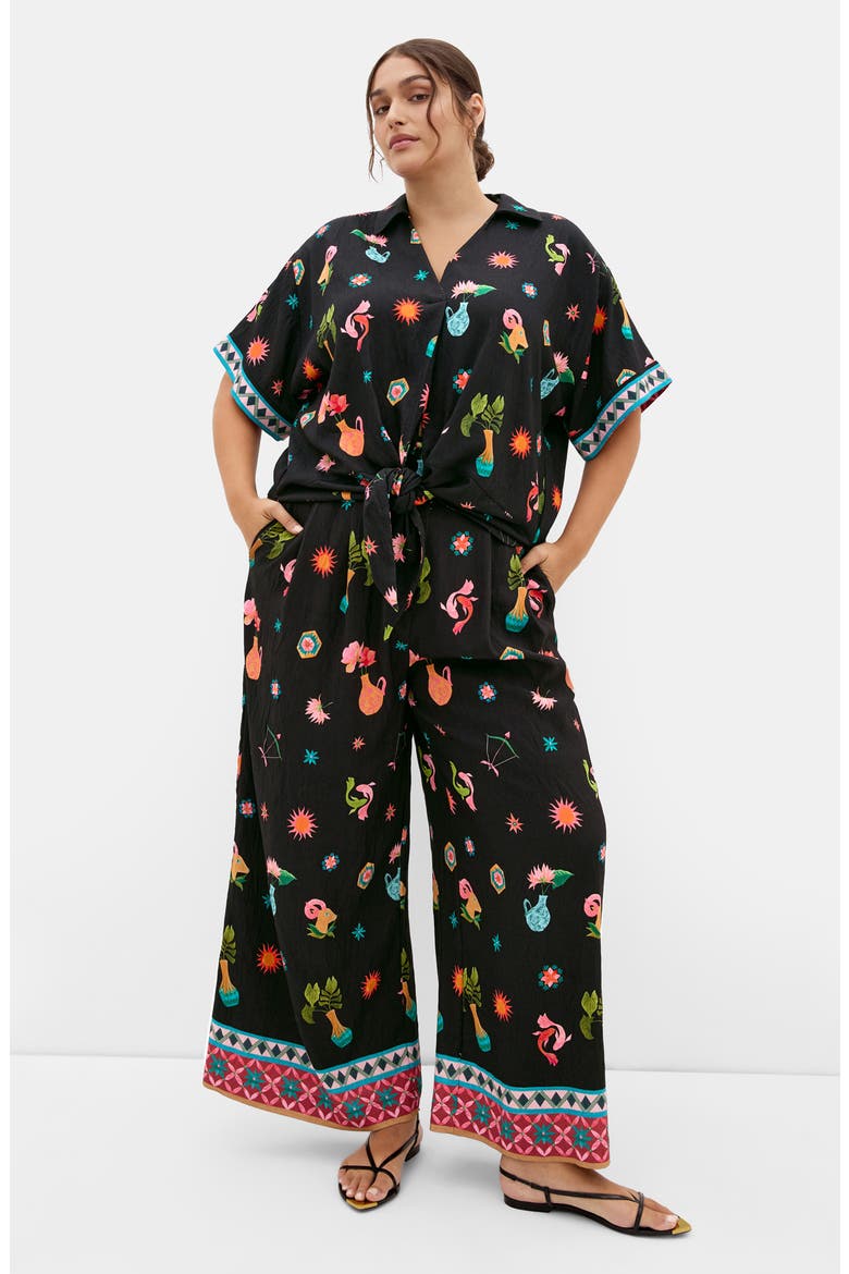 Selena Print Wide Leg Pants, Alternate, color, LA MONT BLK