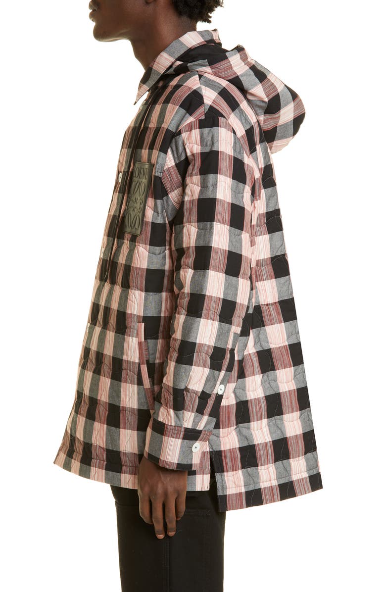 Loewe Check Quilted Hooded Overshirt, Alternate, color,