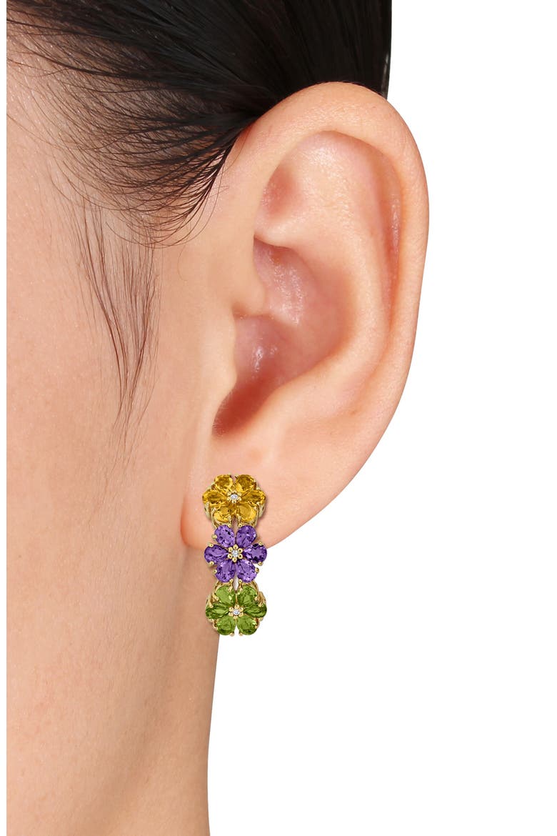 Amethyst, Citrine & Peridot Floral Drop Earrings, Alternate, color, MULTI