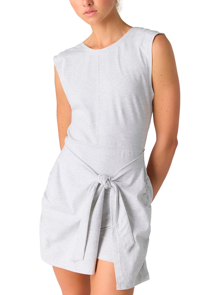 Hot Shot Sarong Romper, Alternate, color, WHITE HEATHER GREY