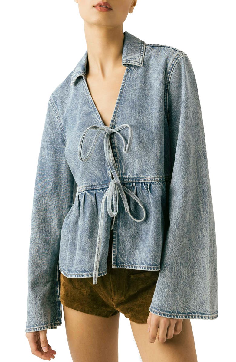 BLANKNYC Denim Tie Front Shirt, Main, color, Easy Day