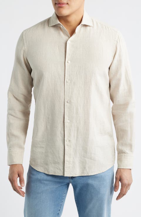 Astino Lino Tailored Fit Linen Button-Up Shirt
