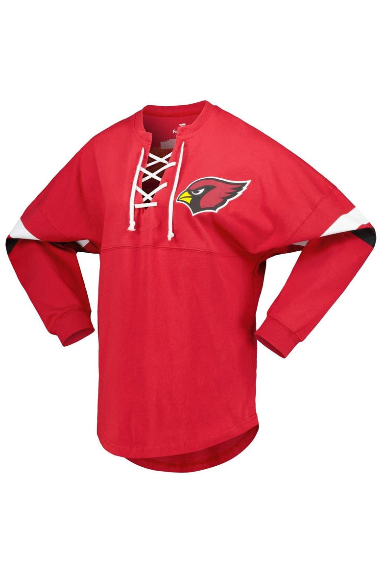 Women's Fanatics Branded Cardinal Arizona Cardinals Spirit Jersey Lace-Up V-Neck Long Sleeve T-Shirt, Alternate, color, Cardinal