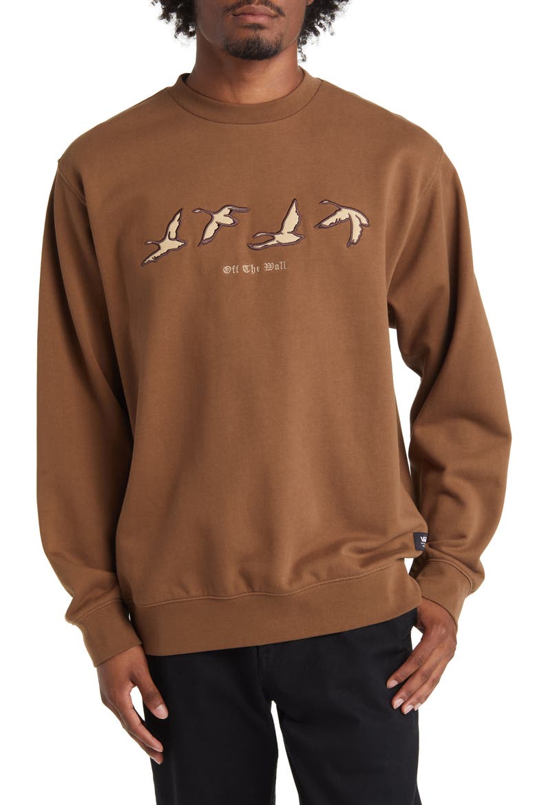 Geese Crewneck Sweatshirt, Main, color, SEPIA
