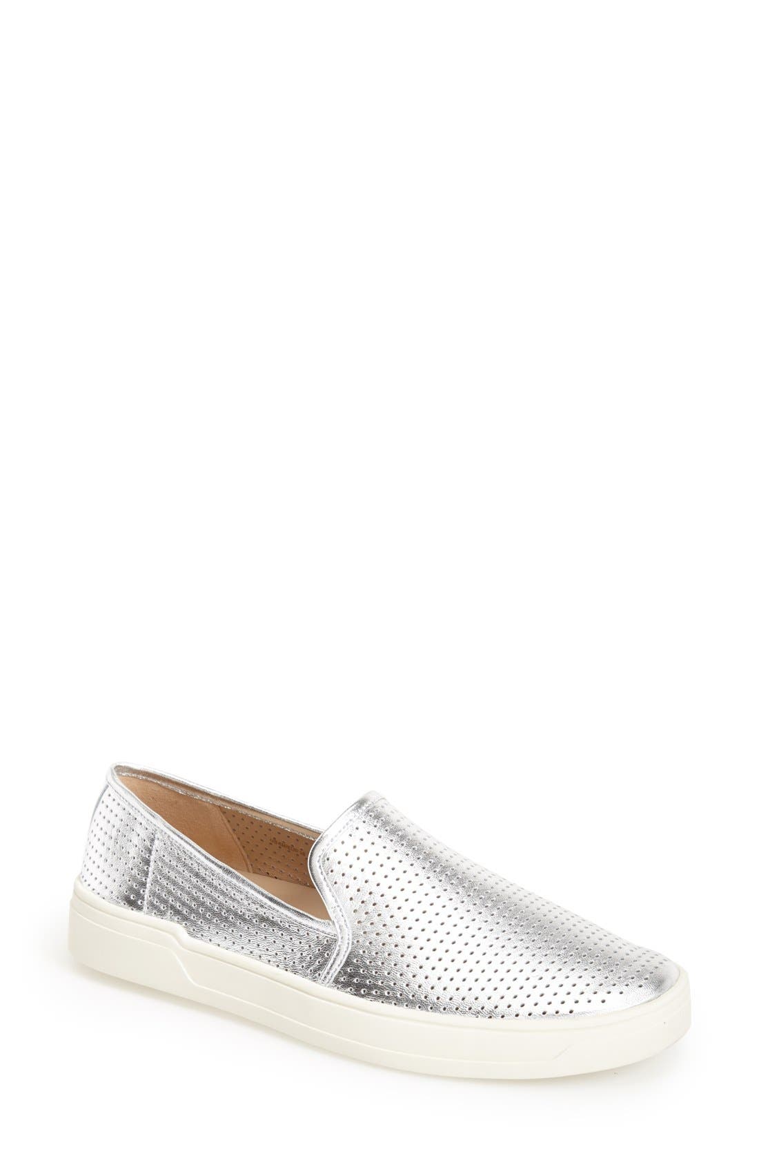 'Galea' Leather Slip-On Sneaker, Main, color, SILVER