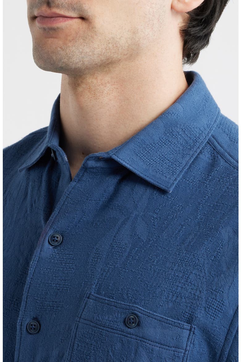 Breeze Island Short Sleeve Cotton Jacquard Button-Up Shirt, Alternate, color, BERING BLUE