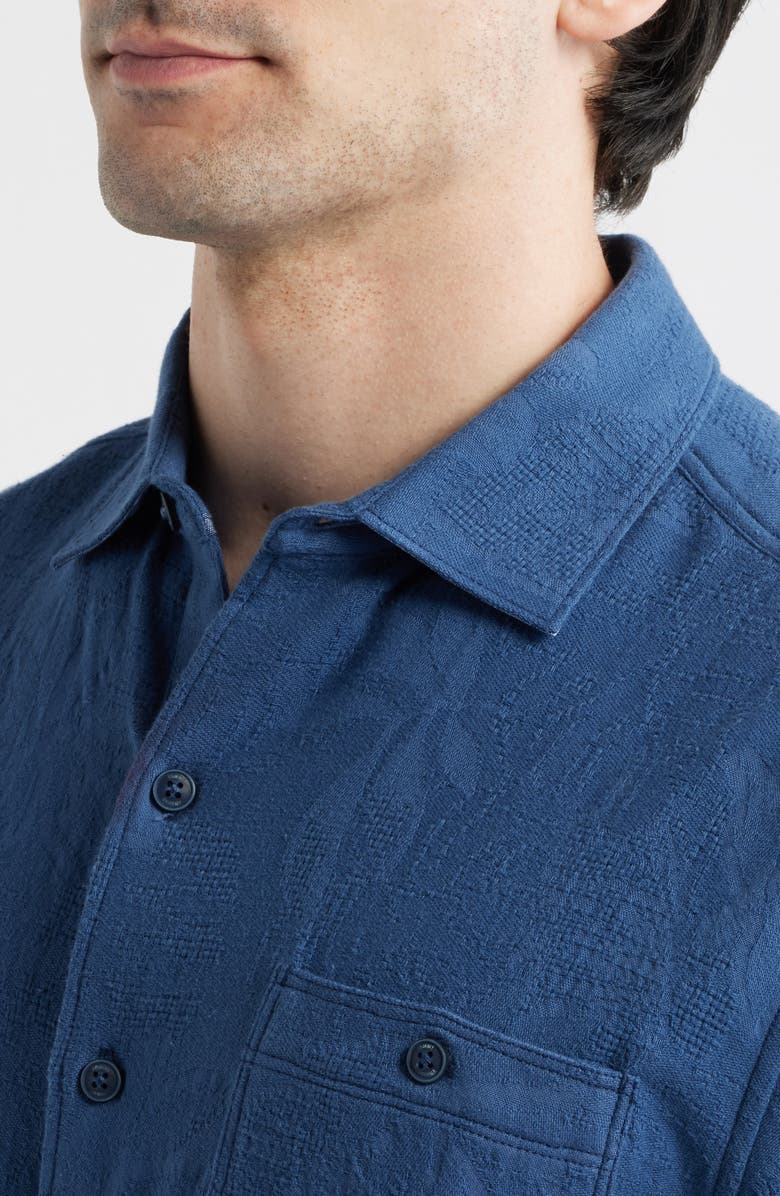 Tommy Bahama Breeze Island Short Sleeve Cotton Jacquard Button-Up Shirt, Alternate, color, Bering Blue