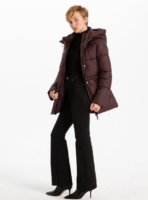 Point Zero Midlength Puffer In Merlot