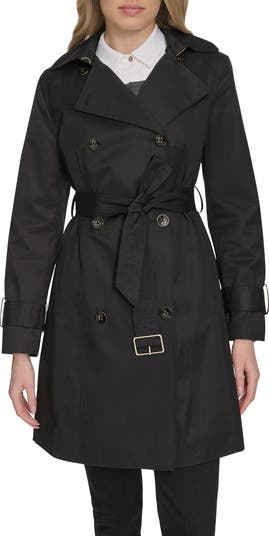 Water Resistant Trench Coat with Removable Hood