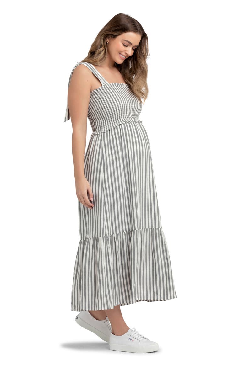 Ollie Smocked Maternity Dress, Alternate, color, BLACK / WHITE