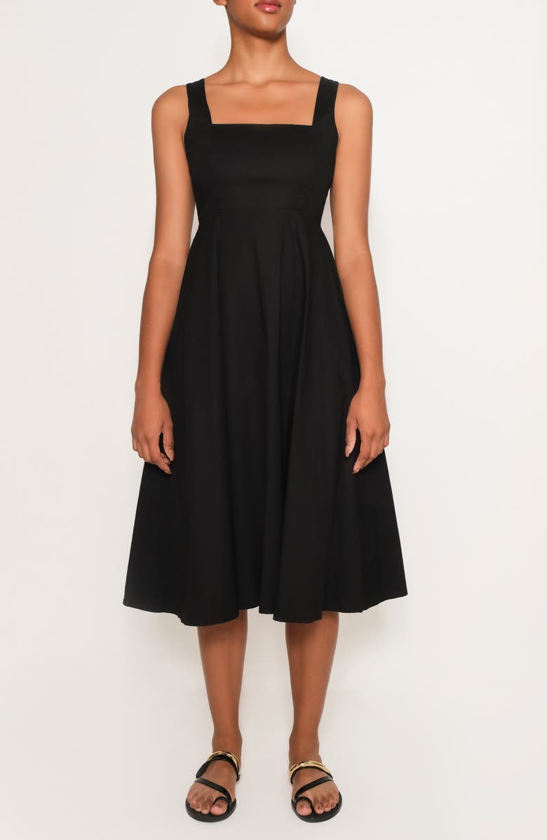 The Lulo Project Breeze Stretch Cotton Sundress, Main, color, Black