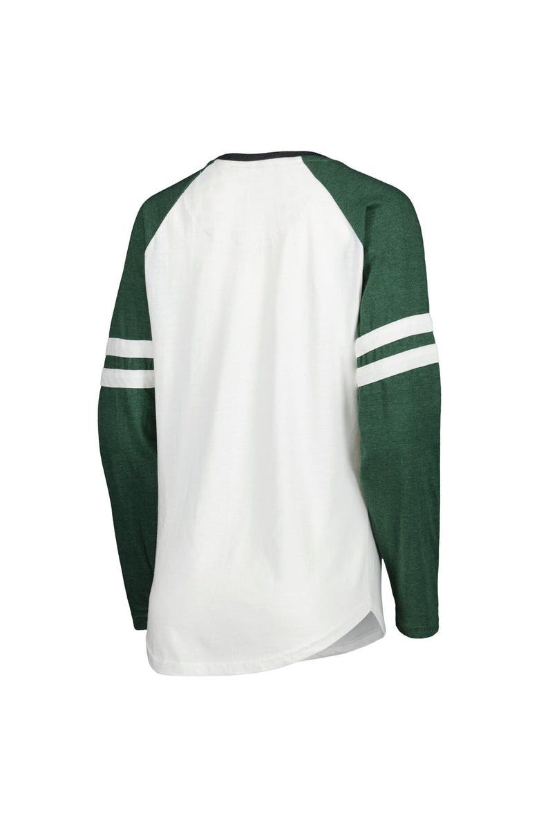PRESSBOX Women's Pressbox White/Green Michigan State Spartans Brooking Sleeve Stripe Raglan Long Sleeve T-Shirt, Alternate, color, White