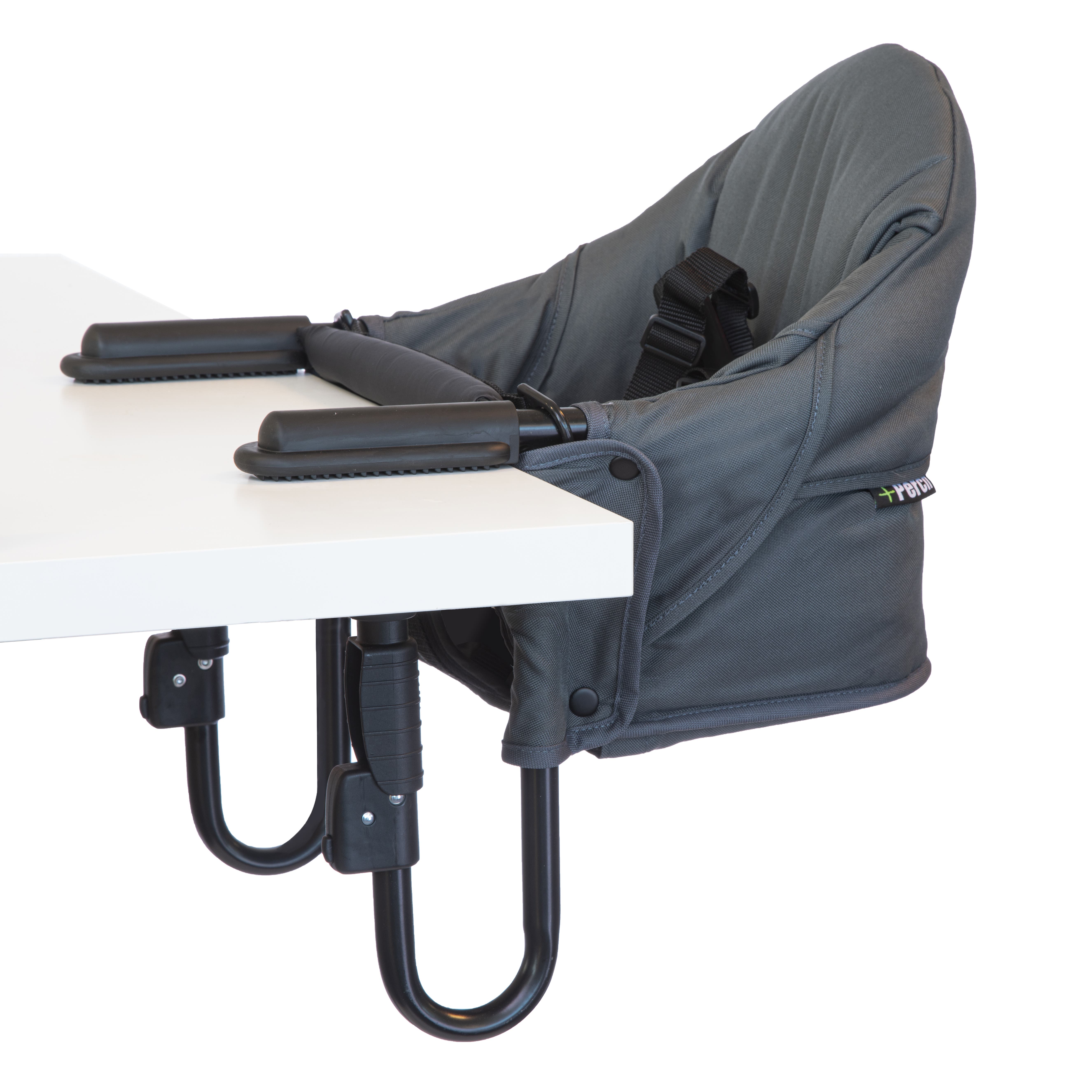 Guzzie and Guss Perch Portable Hook-On Baby Highchair - Compact, Travel-Friendly & Fits Most Tables in Charcoal 