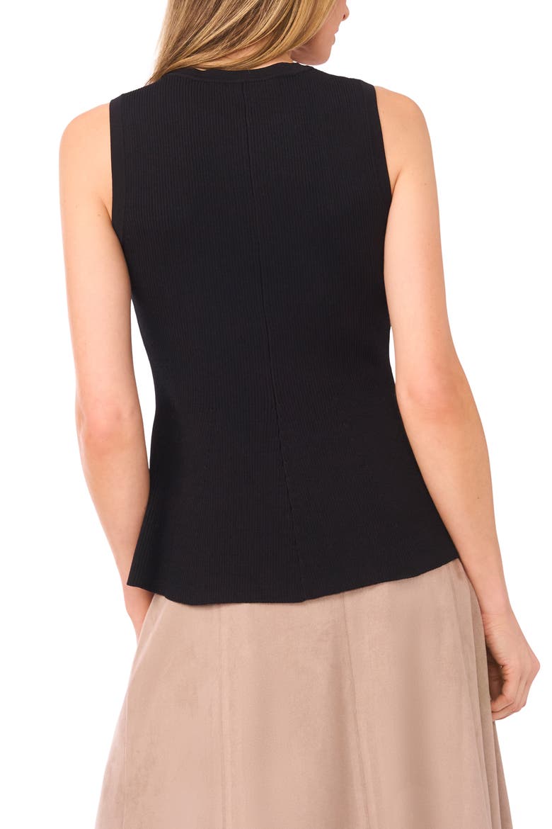 Sleeveless Peplum Rib Top, Alternate, color, RICH BLACK