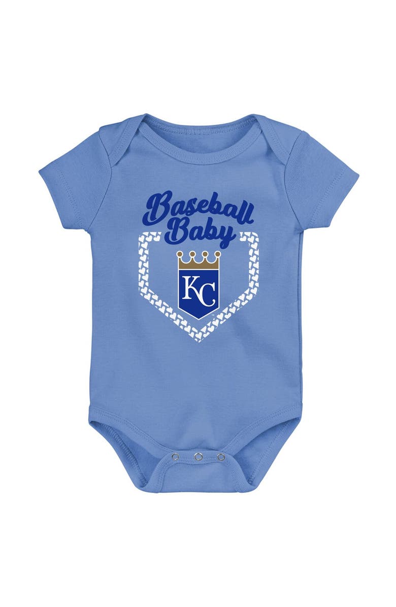 Outerstuff Infant Royal/Light Blue/Pink Kansas City Royals Baseball Baby 3-Pack Bodysuit Set, Alternate, color, 