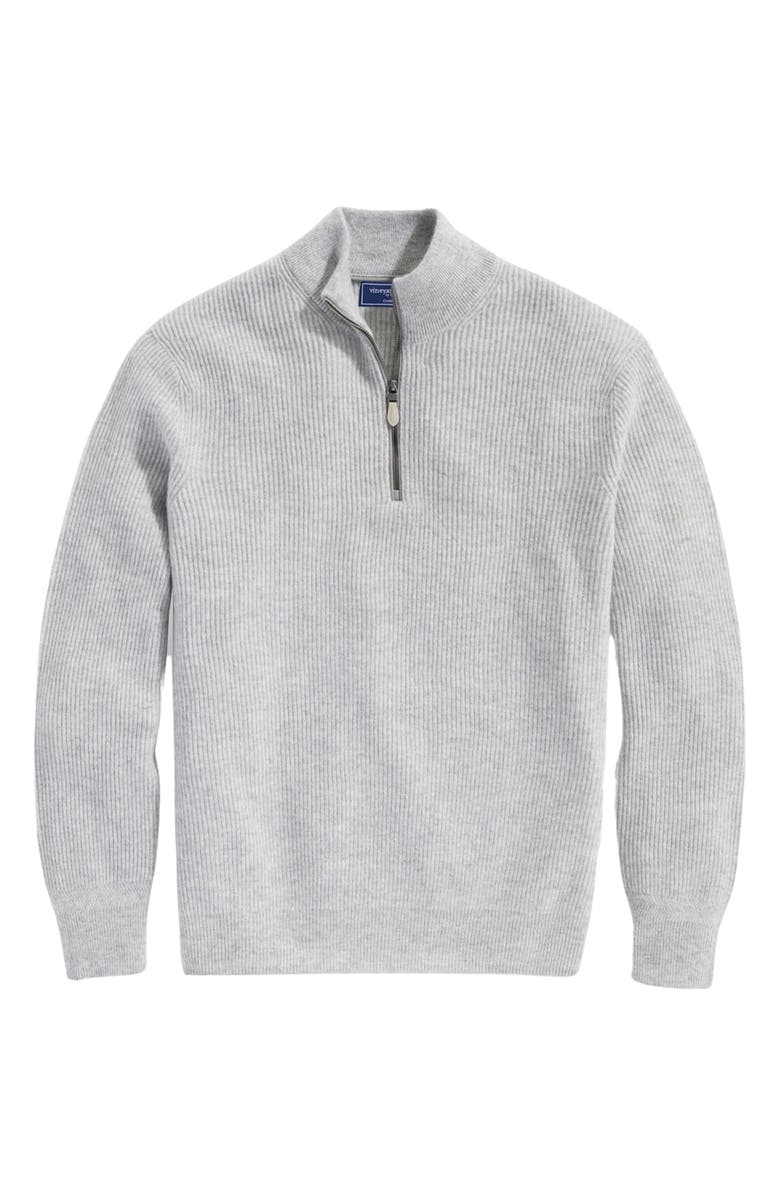 vineyard vines Rib Quarter Zip Cashmere Sweater, Alternate, color, 