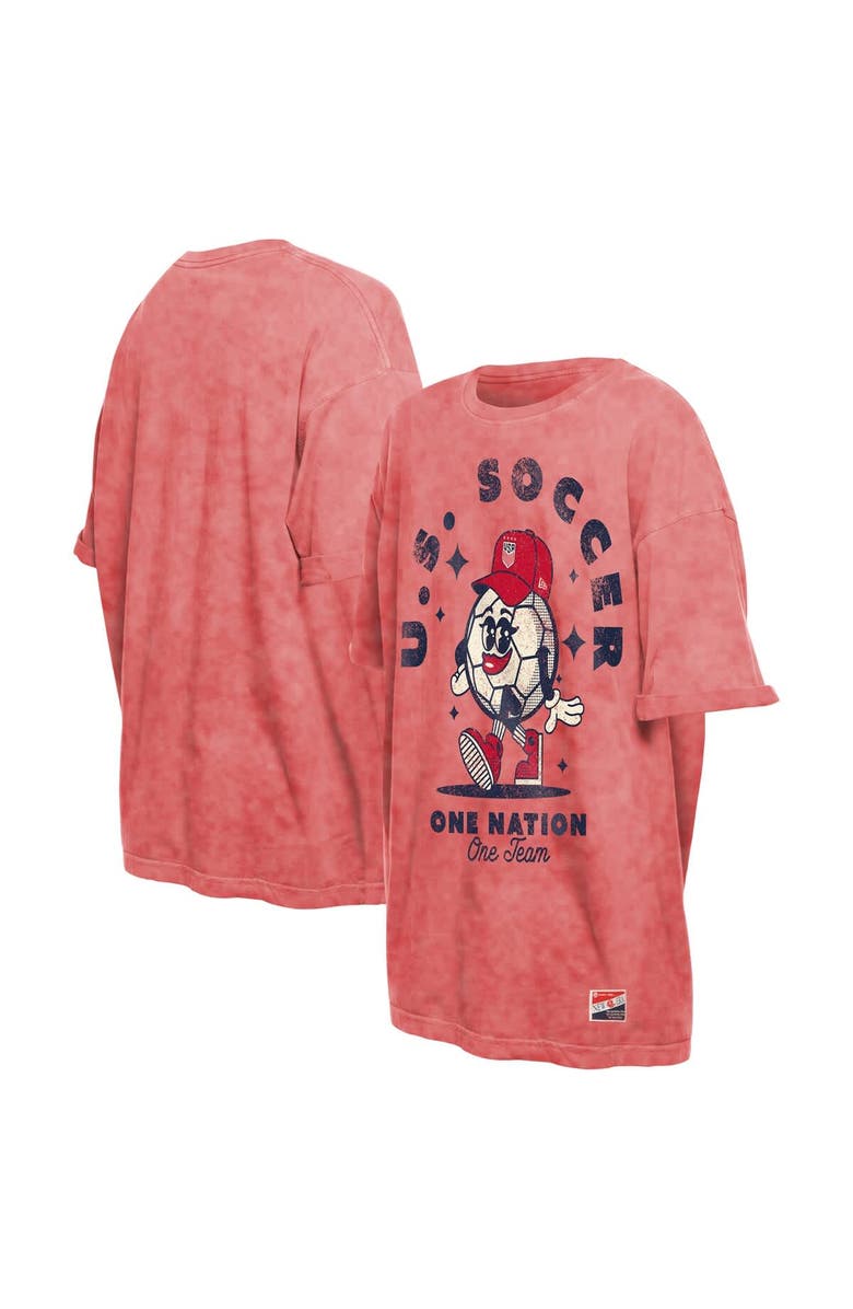 5TH AND OCEAN BY NEW ERA Women's 5th & Ocean by New Era  Red USWNT Throwback Oversized T-Shirt, Alternate, color, Red