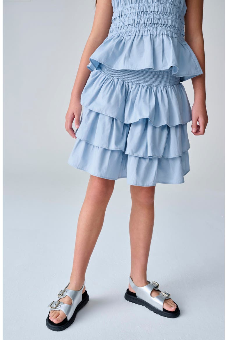 Kids' Smocked Ruffle Top & Tiered Skirt Set, Alternate, color, BLUE