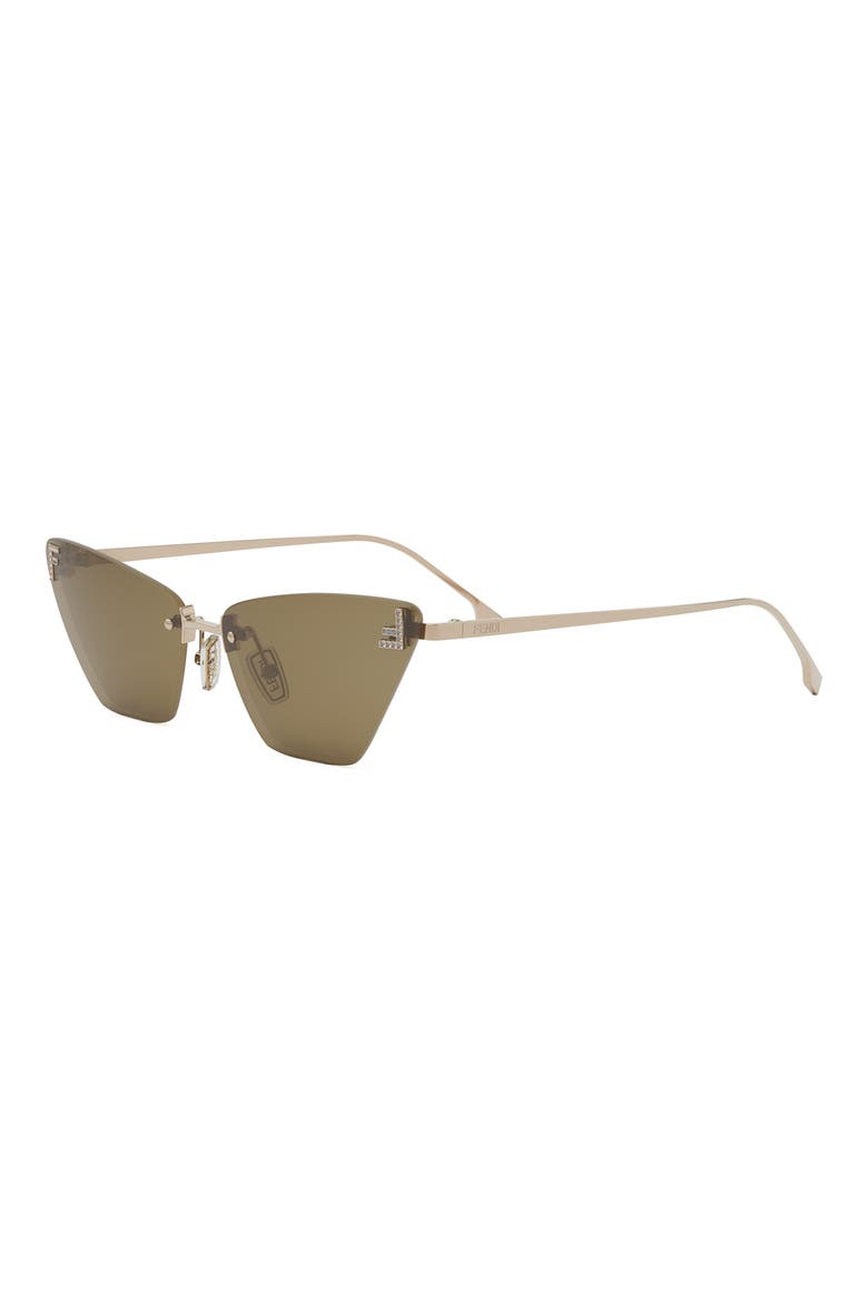 First Crystal 57mm Cat Eye Sunglasses, Alternate, color, SRGLD/BRN