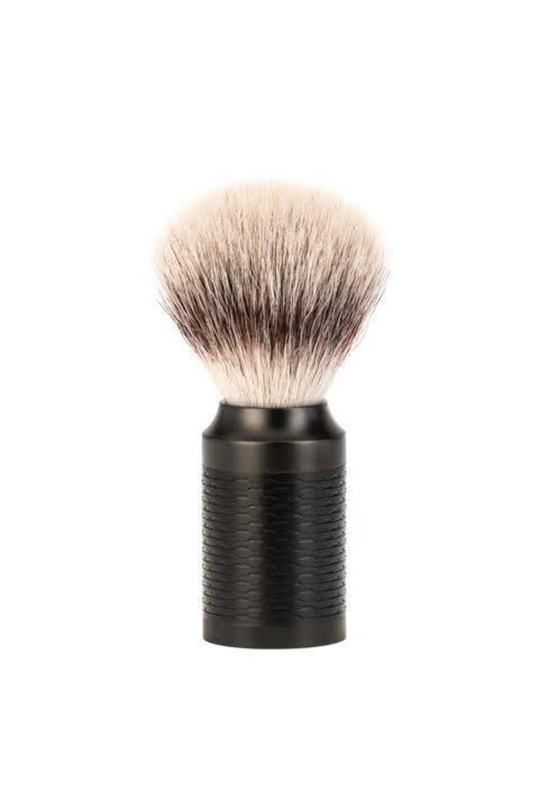 Rocca Jet Black Stainless Steel Silvertip Fiber Shaving Brush, Main, color, Jet Black