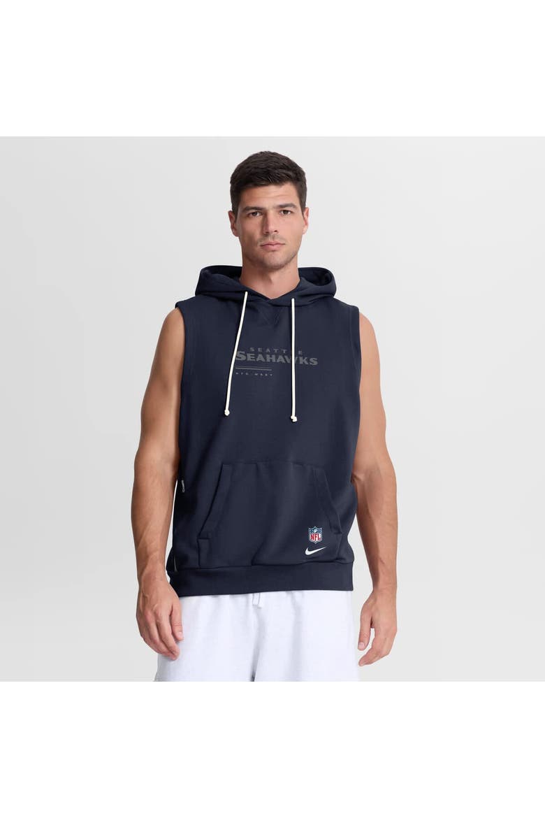 Men's Nike College Navy Seattle Seahawks Sideline Standard Issue Dri-FIT Sleeveless Hoodie, Main, color, College Navy