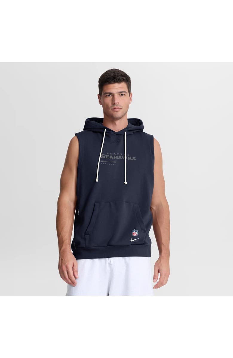 Nike Men's Nike College Navy Seattle Seahawks Sideline Standard Issue Dri-FIT Sleeveless Hoodie, Main, color, College Navy