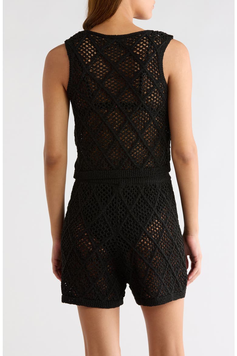 Open Stitch Cotton Blend Cover-Up Vest, Alternate, color, BLACK