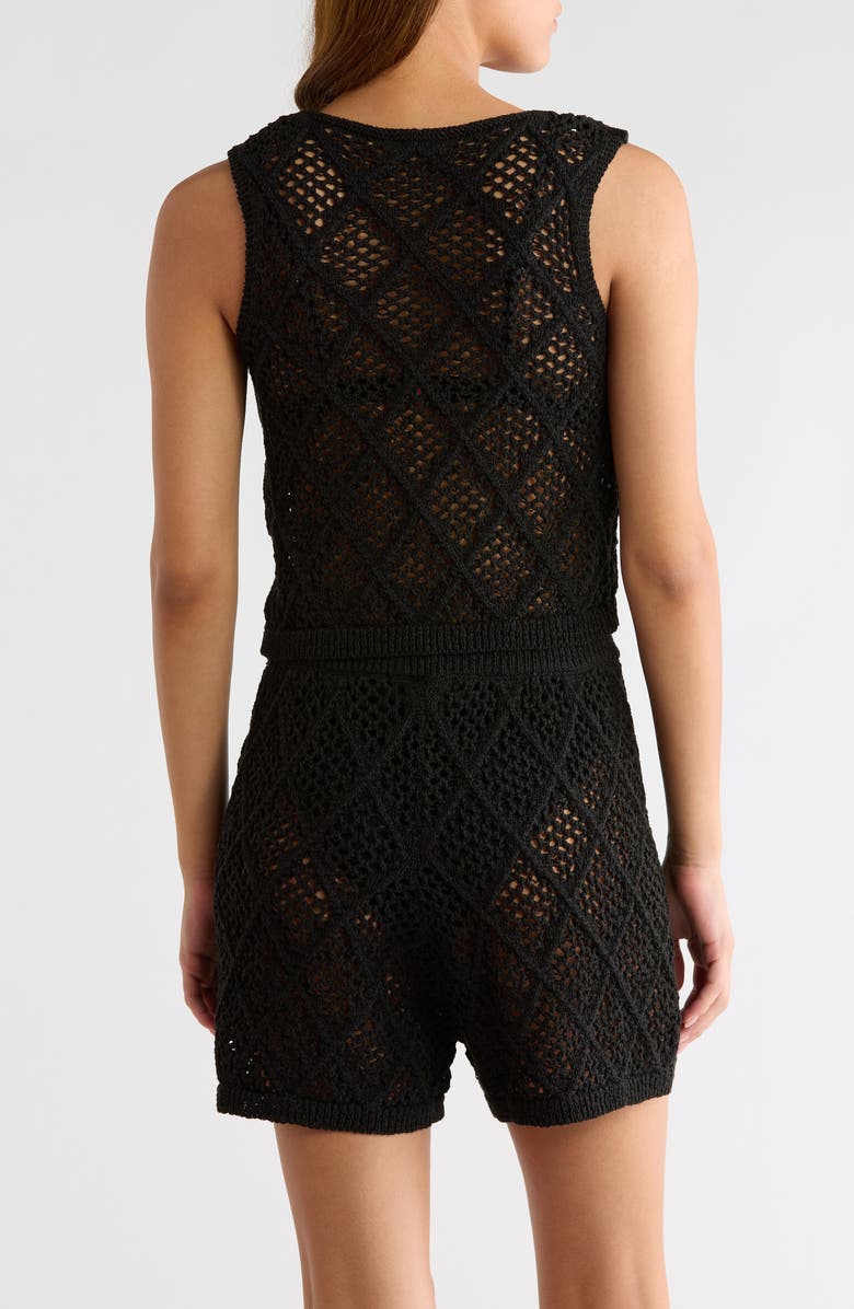 Elan Open Stitch Cotton Blend Cover-Up Vest, Alternate, color, Black