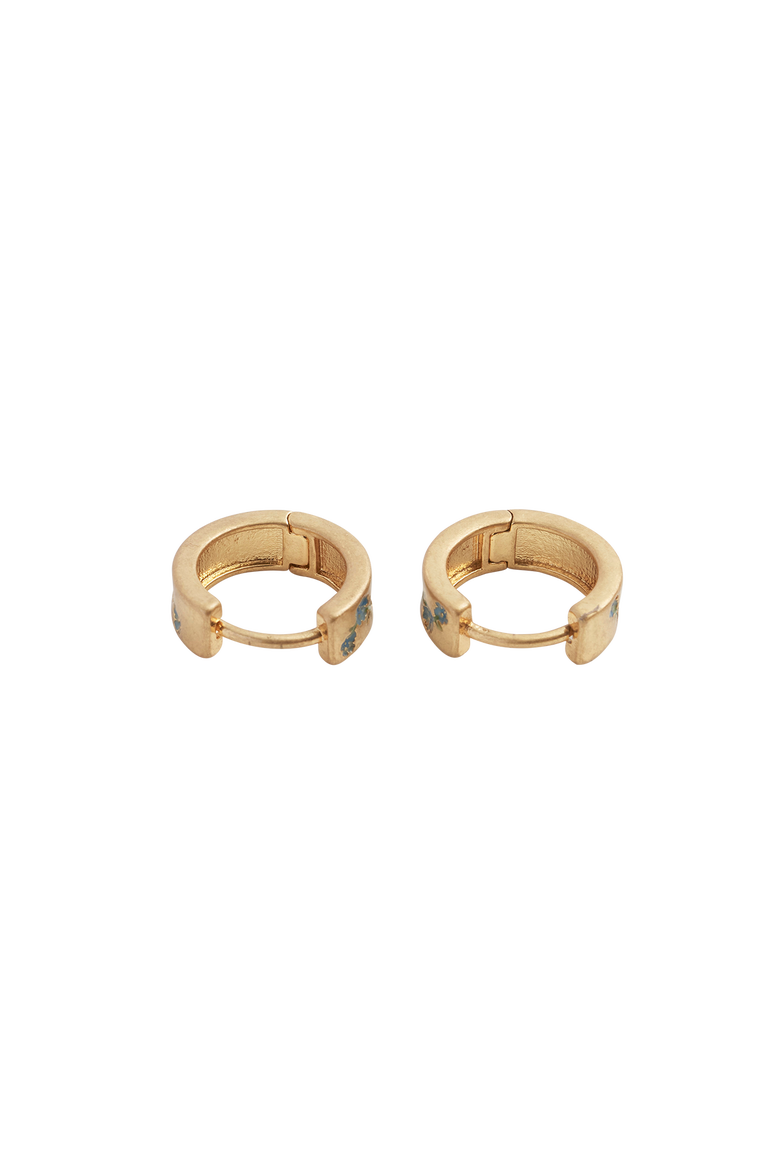 Forget-Me-Not Mini Hoop Earrings, Alternate, color, Blue & Gold