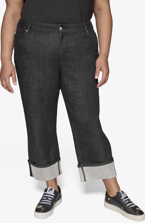 Crystal Cuff High Waist Jeans (Plus)