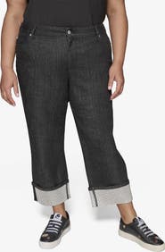 KARL LAGERFELD PARIS Crystal Cuff High Waist Jeans