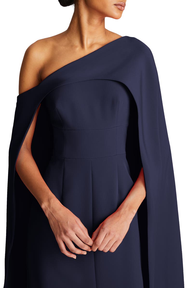 HALSTON Elycia Capelet Stretch Crepe Gown, Alternate, color, 
