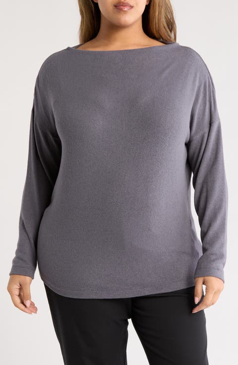 Brushed Knit Long Sleeve Top (Plus)