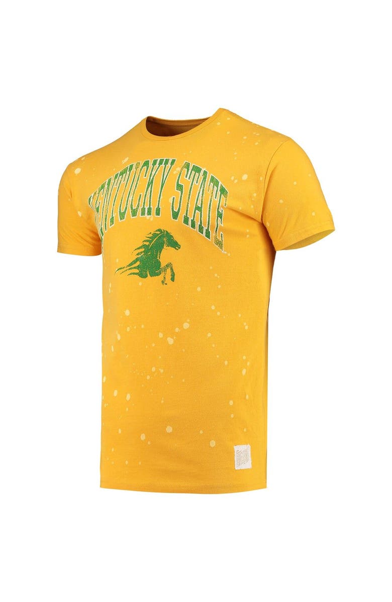 Retro Brand Men's Original Retro Brand Gold Kentucky State Thorobreds Bleach Splatter T-Shirt, Alternate, color,